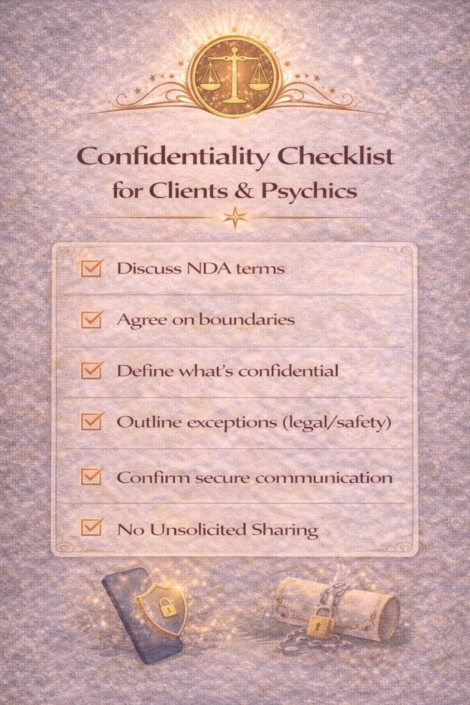 Confidentiality Checklist for Clients & Psychics
